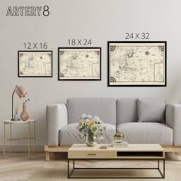 "Artery8 Map Ernest Dudley Chase 1944 Pacific Victory Framed Canvas Wall Art Print in Beige - Size: W12"" x H16""" - thumbnail 4