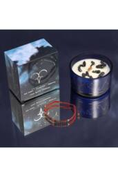 KDMD Zodiac Crystal Candle & Gemstone Bracelet for Aries-Freshness in Blue