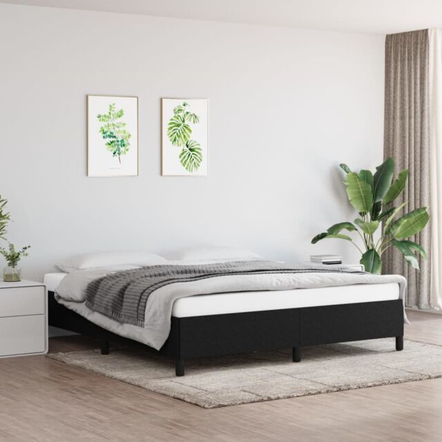 Berkfield Home Bed Frame Black 180x200 cm Super King Fabric - image 1
