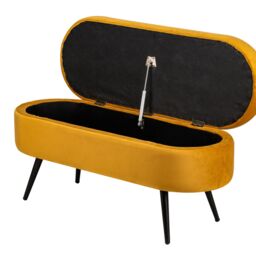 Nordlys Scandinavian Design Bench with Metal Legs Storage in Yellow - thumbnail 4