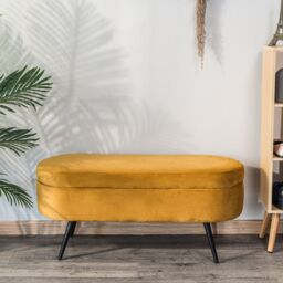 Nordlys Scandinavian Design Bench with Metal Legs Storage in Yellow - thumbnail 2