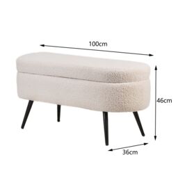 Nordlys Scandinavian Design Bench with Metal Legs Storage in Yellow - thumbnail 5