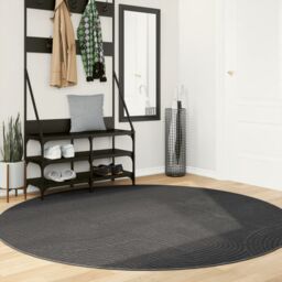 Berkfield Home Rug IZA Short Pile Scandinavian Look Anthracite √ò 200 cm in Black - Size: Medium - thumbnail 1