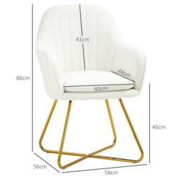 STILVORA Set of 2 Armchairs with Steel Legs in Cream - thumbnail 4