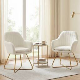 STILVORA Set of 2 Armchairs with Steel Legs in Cream - thumbnail 9