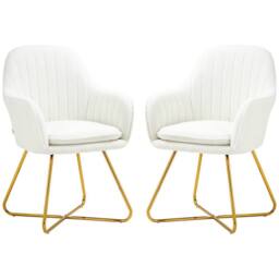 STILVORA Set of 2 Armchairs with Steel Legs in Cream - thumbnail 5