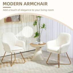 STILVORA Set of 2 Armchairs with Steel Legs in Cream - thumbnail 6