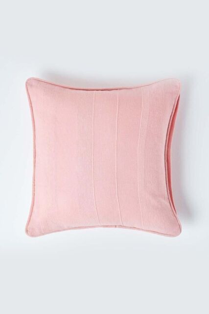 Homescapes Cotton Rajput Ribbed Cushion Cover in Pink - Size: 60 cm x 60 cm - image 1