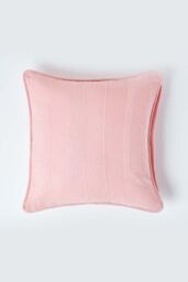 Homescapes Cotton Rajput Ribbed Cushion Cover in Pink - Size: 60 cm x 60 cm