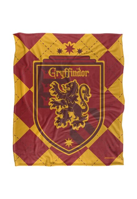 Warner Brothers Harry Potter Gryffindor Plaid Sigil Blanket 152 x 127 cm in White - image 1