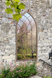 MirrorOutlet 'Dorset' Rustic Arch Large Garden Metal Frame Wall Mirror 169xm x 75cm in Brown - thumbnail 1