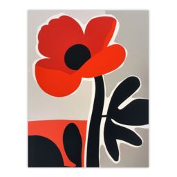 "Artery8 Single Poppy Flower Boho Graphic Design Wall Art Print in Red - Size: W12"" x H16""" - thumbnail 1