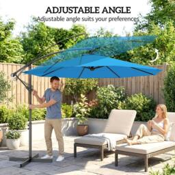 OUTSUNNY 3(m) Banana Parasol Cantilever Umbrella Garden in Blue - Size: 3m x 3m - thumbnail 6