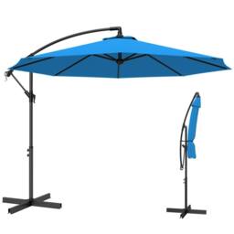 OUTSUNNY 3(m) Banana Parasol Cantilever Umbrella Garden in Blue - Size: 3m x 3m - thumbnail 2