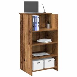 Berkfield Home Reception Desk Old Wood 55x50x103.5 cm Engineered Wood in Brown - thumbnail 2