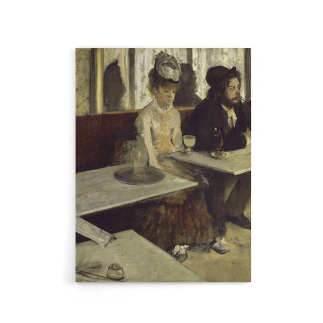 "Artery8 In a Cafe Absinthe Drinkers Edgar Degas Vintage Canvas Wall Art in Grey - Size: W18"" x H24""" - image 1