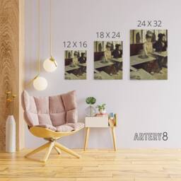 "Artery8 In a Cafe Absinthe Drinkers Edgar Degas Vintage Canvas Wall Art in Grey - Size: W18"" x H24""" - thumbnail 4