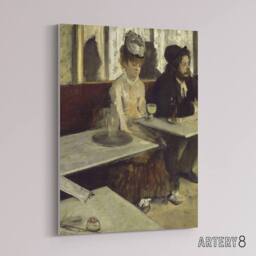 "Artery8 In a Cafe Absinthe Drinkers Edgar Degas Vintage Canvas Wall Art in Grey - Size: W18"" x H24""" - thumbnail 2