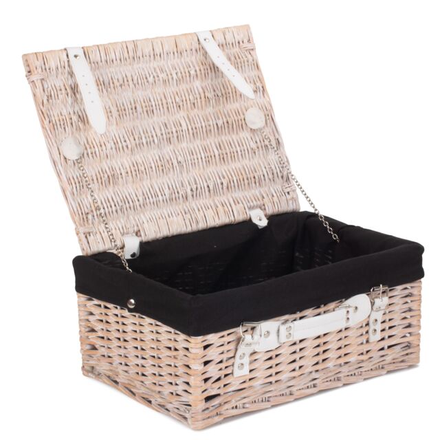 Red Hamper Wicker 41cm White Hamper with Cotton Lining - image 1
