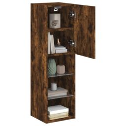 Berkfield Home TV Cabinet with LED Lights Smoked Oak 30.5x30x102 cm in Brown - thumbnail 6