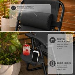 Neo Zero Gravity Recliner Garden Sun Loungers in Black - thumbnail 5
