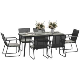 OUTSUNNY 6 Seater Garden Dining Set with Cushions Rattan Backrest in Grey - thumbnail 2