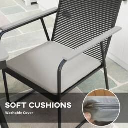 OUTSUNNY 6 Seater Garden Dining Set with Cushions Rattan Backrest in Grey - thumbnail 4