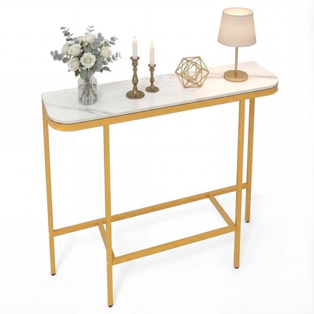 VOGREX Modern Faux Marble Top Entryway Console Table in White - image 1