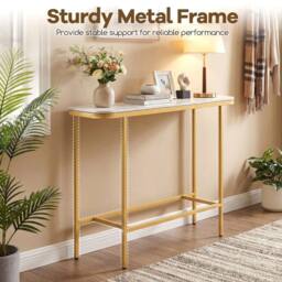 VOGREX Modern Faux Marble Top Entryway Console Table in White - thumbnail 3