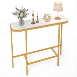 VOGREX Modern Faux Marble Top Entryway Console Table in White - thumbnail 1