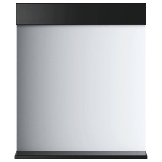 Berkfield Home Bathroom Mirror with Shelf BERG Black 60x12x70 cm Solid Wood - Size: 60 x 12 x 70 cm - image 1