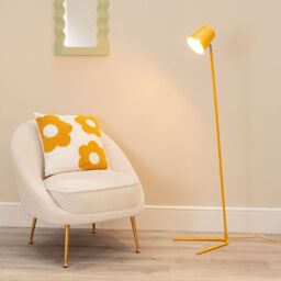 ValueLights Lark Metal Task Slimline Floor Lamp in Yellow - thumbnail 3