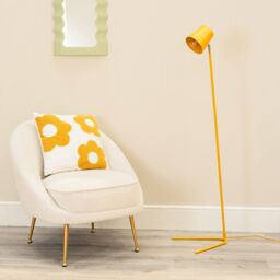 ValueLights Lark Metal Task Slimline Floor Lamp in Yellow