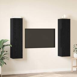 Berkfield Home TV Cabinet 4 pcs Black oak 30.5 x 30 x 60 cm Engineered wood - thumbnail 4