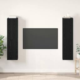 Berkfield Home TV Cabinet 4 pcs Black oak 30.5 x 30 x 60 cm Engineered wood - thumbnail 2