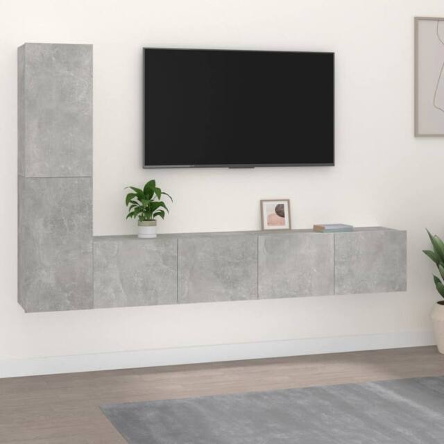 Berkfield Home 4 Piece TV Cabinet Set Concrete Grey Engineered Wood - image 1