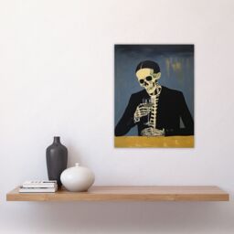 "Artery8 Wall Art Print Drowning My Sorrows By Ryan Ramirez Skeleton Bones Halloween Artwork Painting Poster - Size: W12"" x H16""" - thumbnail 4