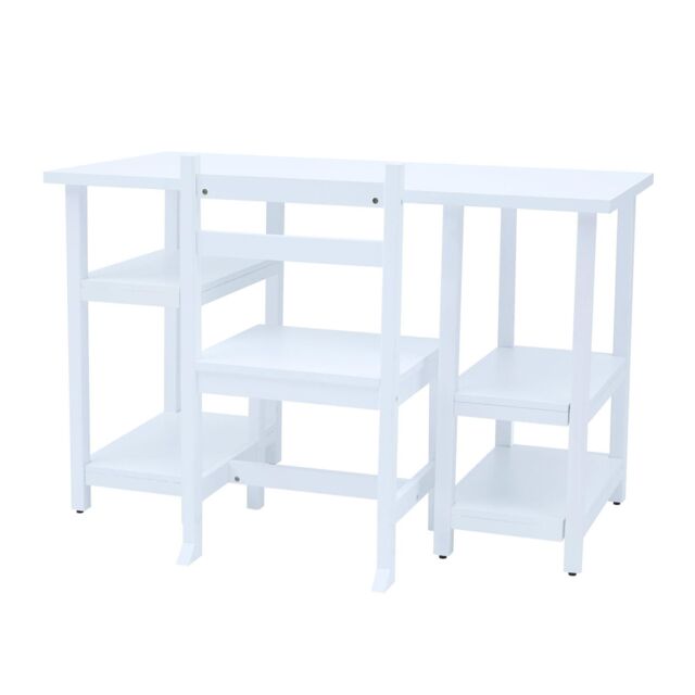 Teamson Kids - Kids Wooden Desk & Chairs Set with Shelves - White - image 1