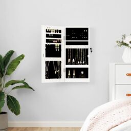 Berkfield Home Mirror Jewellery Cabinet Wall Mounted White 30x8.5x67 cm - thumbnail 1