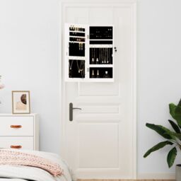 Berkfield Home Mirror Jewellery Cabinet Wall Mounted White 30x8.5x67 cm - thumbnail 3