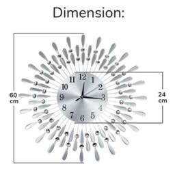 EONLION 60cm Diamante Beaded Wall Clock in Silver - Size: 100 cm - thumbnail 2