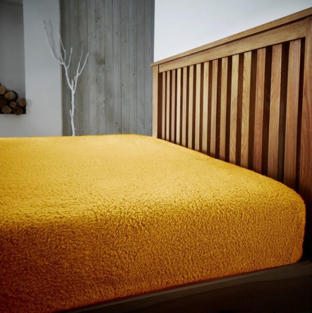 Smart Living Luxury Teddy Bear Fleece Fitted Sheet in Gold - Size: King Fitted - image 1