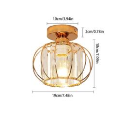 Goeco Ceiling Light Crystal Modern, E27, Ceiling Light Semi-Flush Mounting in Gold - thumbnail 3