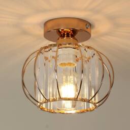Goeco Ceiling Light Crystal Modern, E27, Ceiling Light Semi-Flush Mounting in Gold