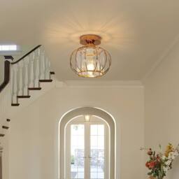 Goeco Ceiling Light Crystal Modern, E27, Ceiling Light Semi-Flush Mounting in Gold - thumbnail 2