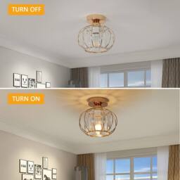 Goeco Ceiling Light Crystal Modern, E27, Ceiling Light Semi-Flush Mounting in Gold - thumbnail 7