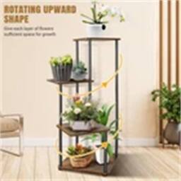 Nordara 4Tiers-Flower Pot Plant Stand Metal Ladder Shelf in Brown - Size: 100 cm - thumbnail 4