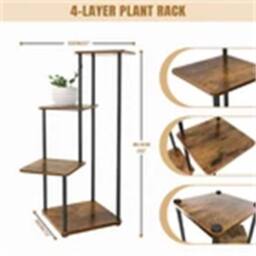 Nordara 4Tiers-Flower Pot Plant Stand Metal Ladder Shelf in Brown - Size: 100 cm - thumbnail 2
