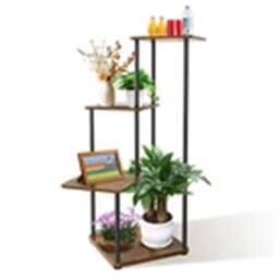 Nordara 4Tiers-Flower Pot Plant Stand Metal Ladder Shelf in Brown - Size: 100 cm - thumbnail 3