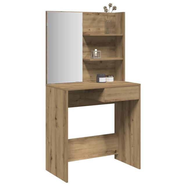 Berkfield Home Dressing Table with Mirror Artisan Oak 74.5x40x141 cm in Brown - image 1